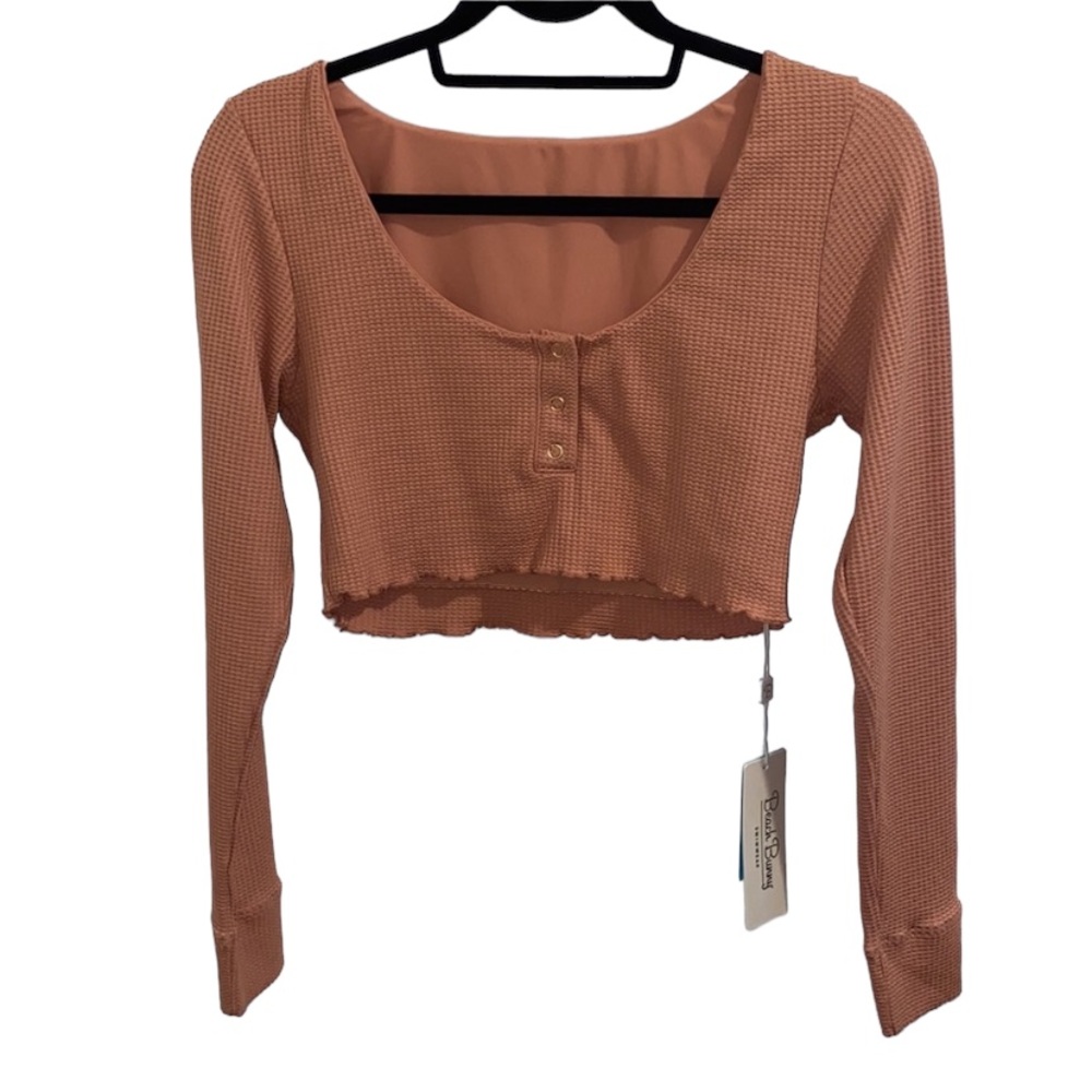 BEACH BUNNY SWIMWEAR ELLA CROP TOP IN WHISKEY ROSE SIZE XL - Picture 3 of 9